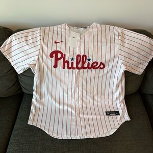 Nike Authentic Philadelphia Phillies White Pinstripe Baseball Jersey Men’s Sz XL